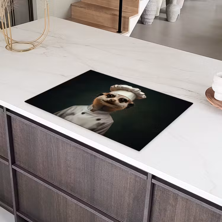 Dier - Kok - Stokstaartje Inductie beschermer vinyl 3mm klein -sfeer8