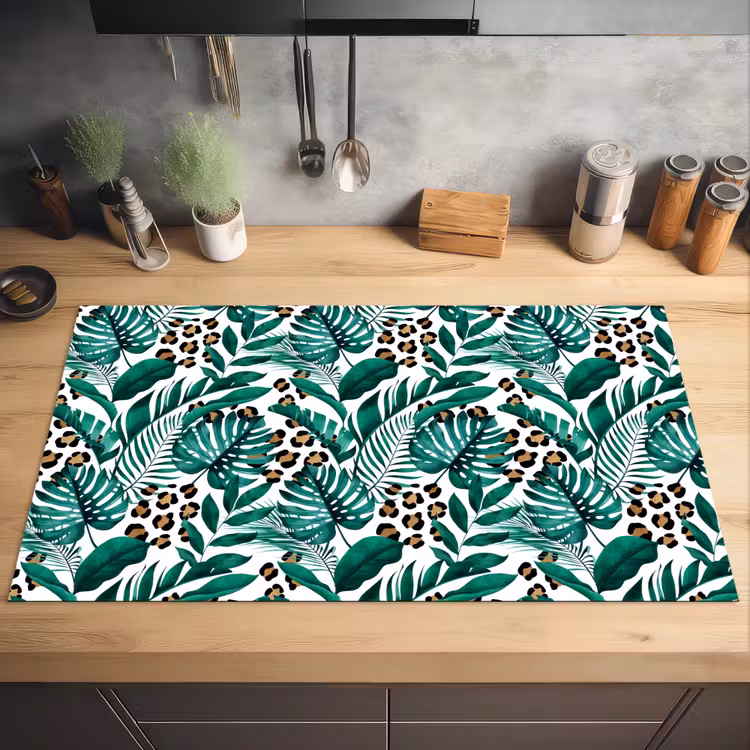Dierenprint - Panter - Bladeren - Tropisch - Jungle Inductie beschermer vinyl 3mm groot -sfeer5