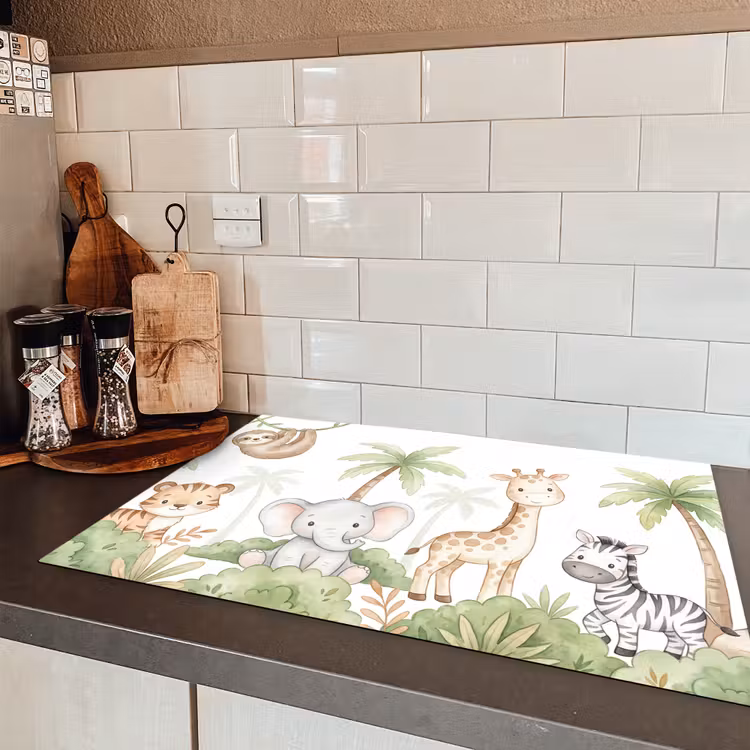 Dieren - Jungle - Pastel Inductie beschermer vinyl 3mm klein -sfeer3
