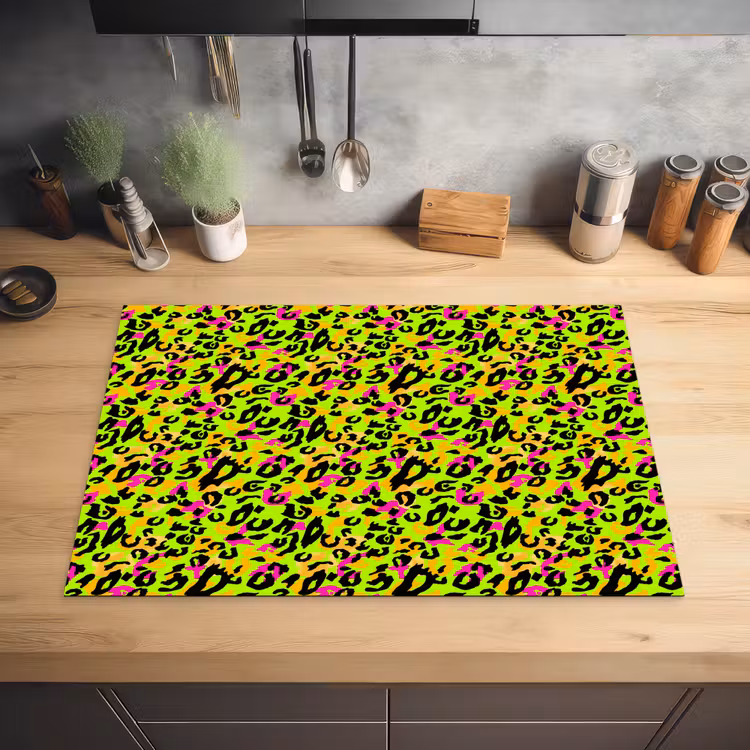 Dieren - Neon - Groen - Panterprint Inductie beschermer vinyl 3mm klein 276 -sfeer5