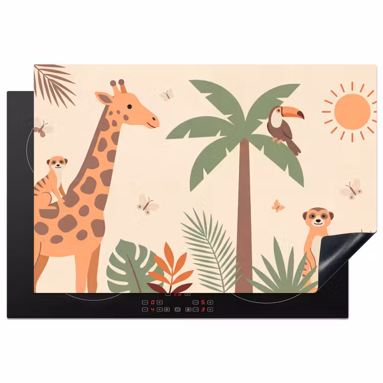 Dieren - Tropisch - Safari - Kleurrijk Inductie beschermer vinyl 3mm klein -3d