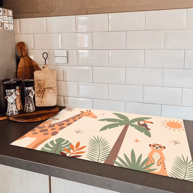 Dieren - Tropisch - Safari - Kleurrijk Inductie beschermer vinyl 3mm klein -sfeer3