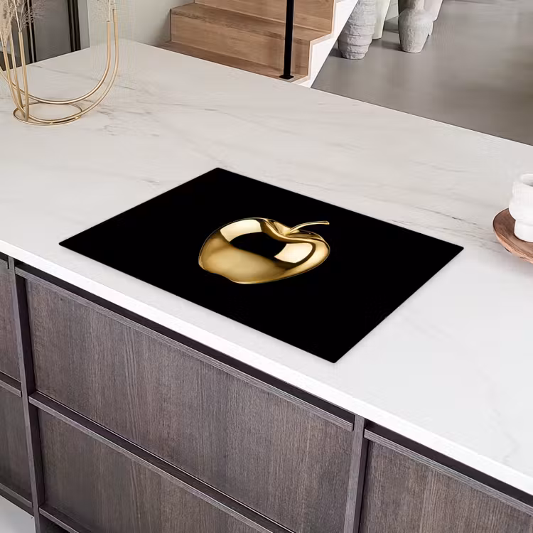 Appel - Goud - Chrome - Zwart Inductie beschermer vinyl 3mm klein -sfeer8