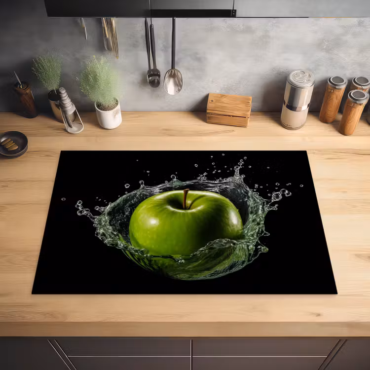 Appel - Groen - Fruit - Water - Zwart Inductie beschermer vinyl 3mm klein -sfeer5
