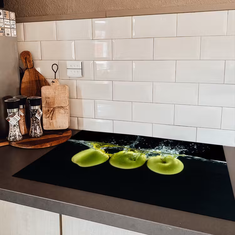 Appels - Fruit - Water - Zwart - Groen Inductie beschermer vinyl 3mm klein -sfeer3