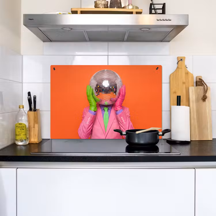 Kunst - Disco bal - Kleurrijk - Modern - Studio Inductie beschemer met haakjes klein -sfeer2