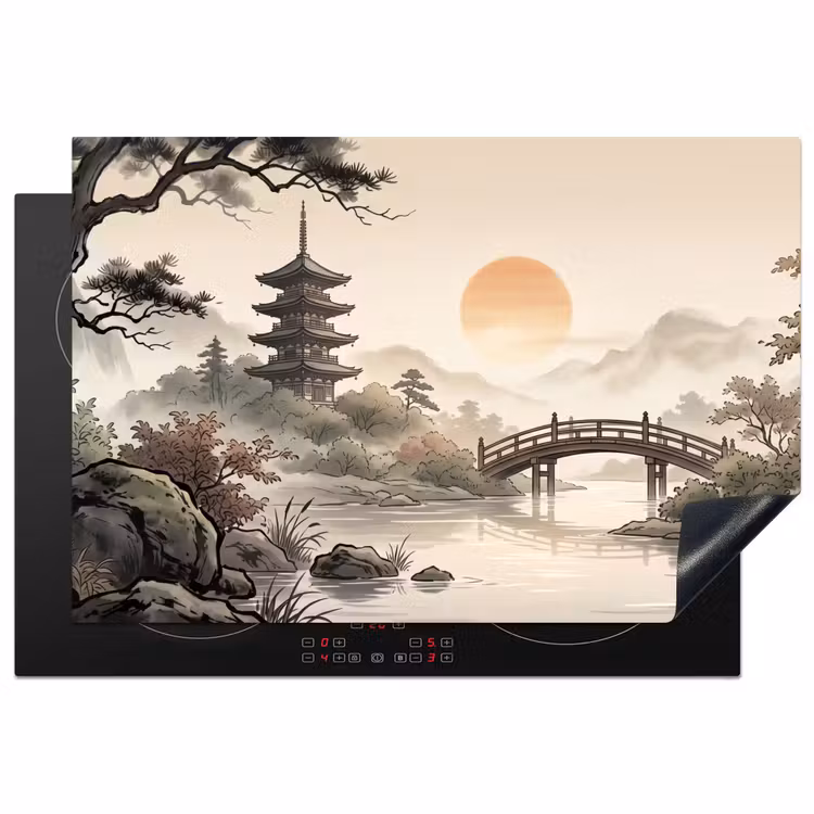 Azië - Landschap - Kleurrijk Inductie beschermer vinyl 3mm klein -3d