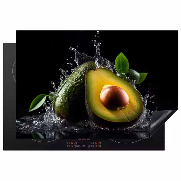 Avocado - Groente - Bladeren - Water - Zwart - Groen Inductie beschermer vinyl 3mm klein -3d