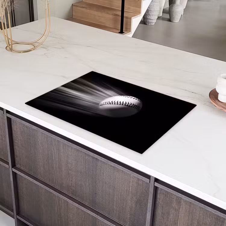 Honkbal - Wit - Vliegt Inductie beschermer vinyl 3mm klein -sfeer8