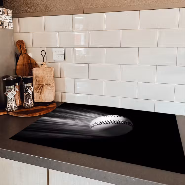Honkbal - Wit - Vliegt Inductie beschermer vinyl 3mm klein -sfeer3