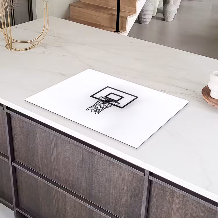 Basketbalbord - Minimalistisch - Zwart Inductie beschermer vinyl 3mm klein -sfeer8