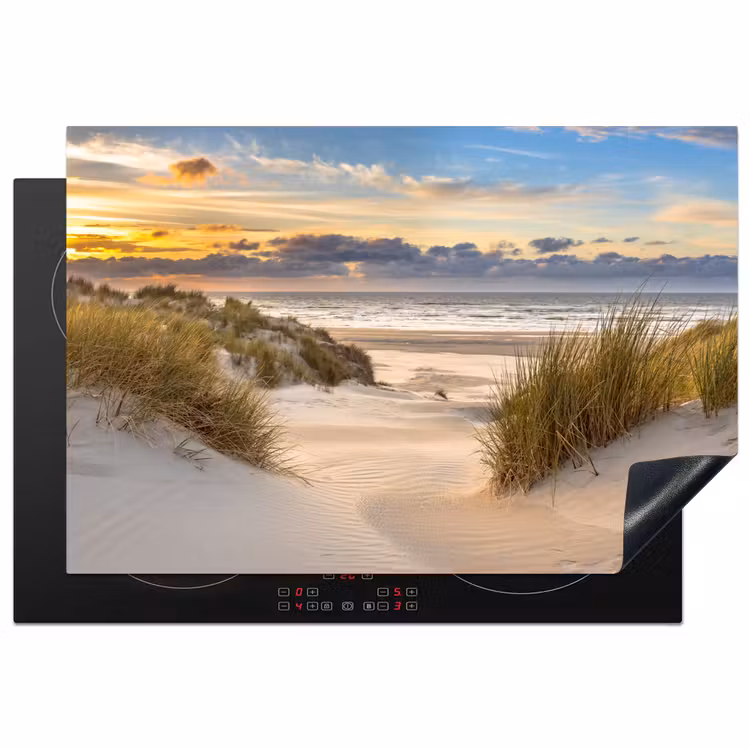 Strand - Duin - Gras - Zonsondergang - Zee Inductie beschermer vinyl 3mm klein -3d