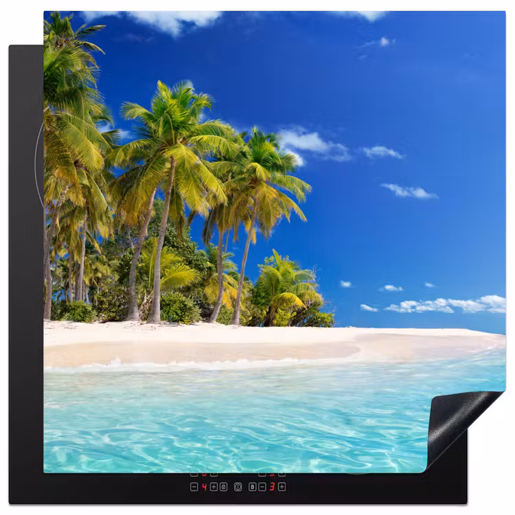 Strand - Zee - Palmboom - Zon - Zomer Inductie beschermer vinyl 3mm middel -3d