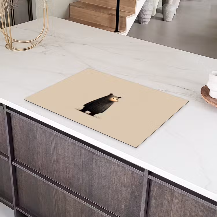 Beer - Donkerbruin - Minimalistisch Inductie beschermer vinyl 3mm klein -sfeer8