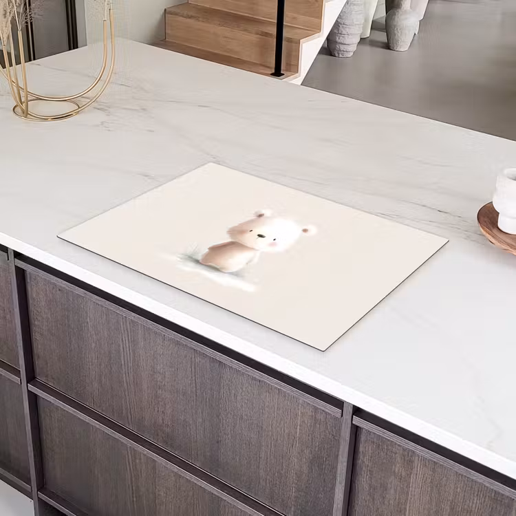Beertje - Sneeuwvlokje - Wit - Pluizig Inductie beschermer vinyl 3mm klein -sfeer8