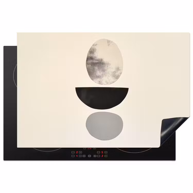 Beige - Japandi - Wabi sabi Inductie beschermer vinyl 3mm klein -3d