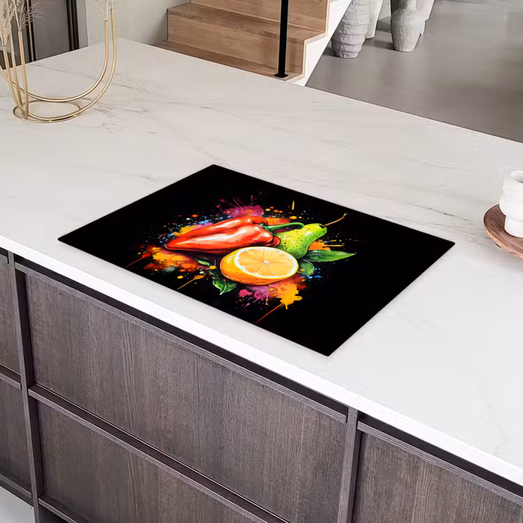 Paprika - Peer - Citroen - Graffiti - Verf - Abstract Inductie beschermer vinyl 3mm klein -sfeer8