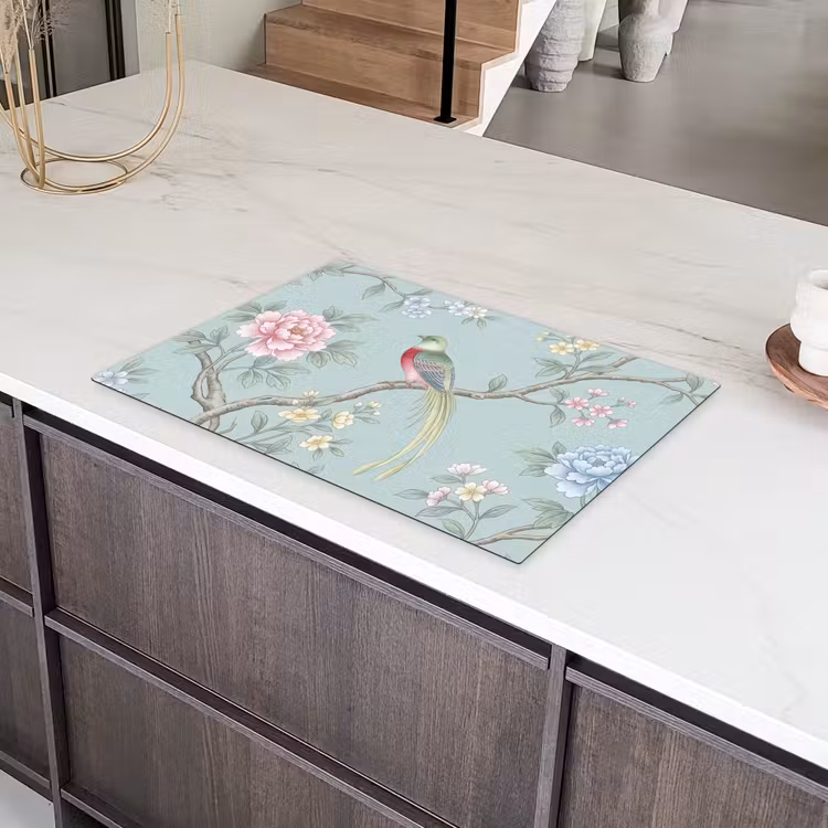 Vogel - Bloemen - Kleurrijk Inductie beschermer vinyl 3mm klein -sfeer8
