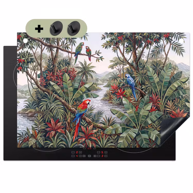 Vogel - Jungle - Natuur - Mozaïek - Groen Inductie beschemer met haakjes klein -3d