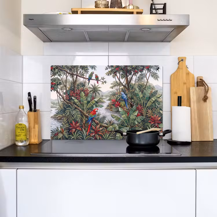 Vogel - Jungle - Natuur - Mozaïek - Groen Inductie beschemer met haakjes klein -sfeer2