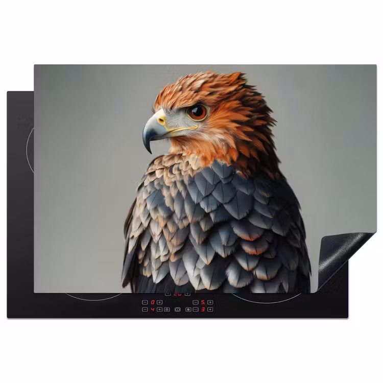 Vogel - Realistisch - Veren - Bruin Inductie beschermer vinyl 3mm klein -3d