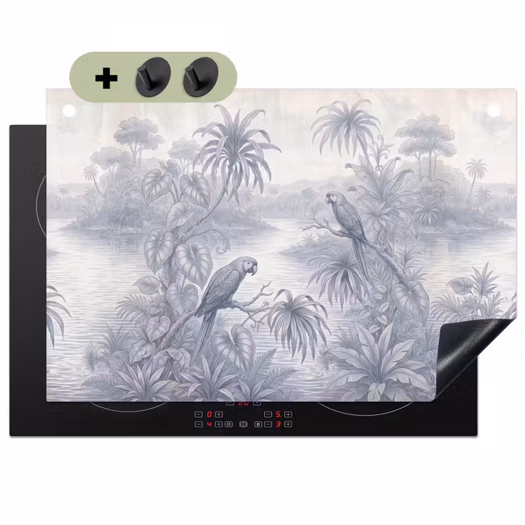 Vogel - Rivier - Tropisch - Illustratie - Blauw Inductie beschemer met haakjes klein -3d