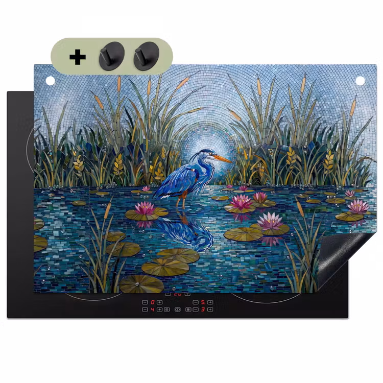Vogel - Water - Natuur - Abstract - Blauw Inductie beschemer met haakjes klein -3d