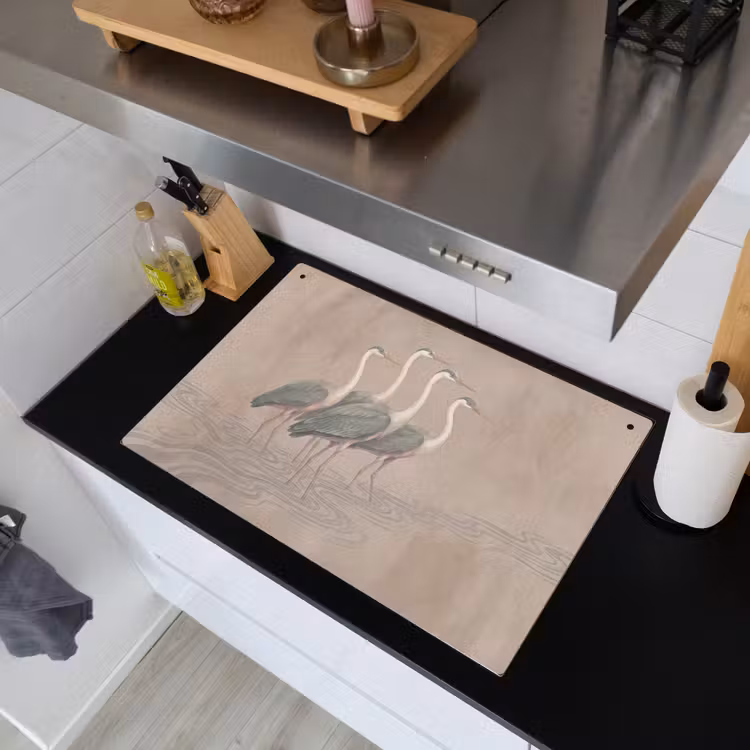 Vogel - Water - Natuur - Vintage Inductie beschemer met haakjes klein -sfeer1