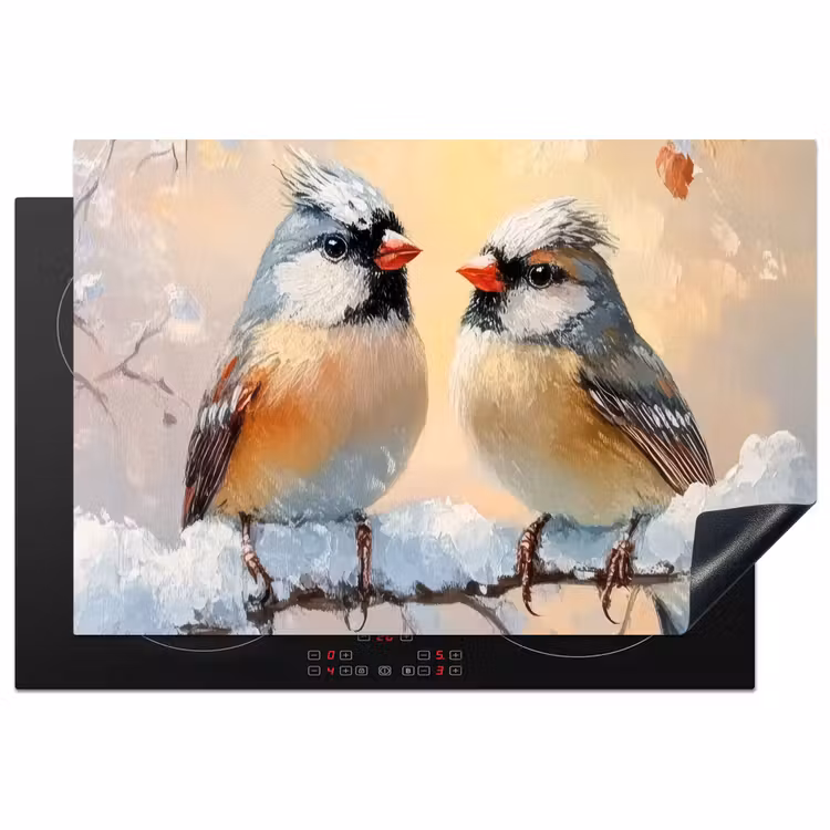Vogels - Tak - Winter - Sneeuw Inductie beschermer vinyl 3mm klein -3d