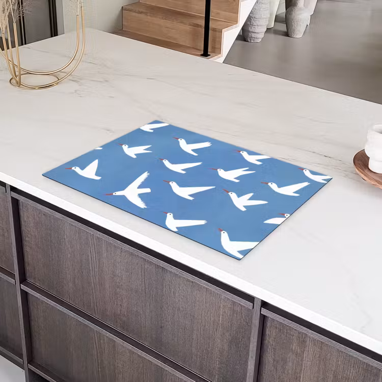 Vogels - Wit - Patroon Inductie beschermer vinyl 3mm klein -sfeer8