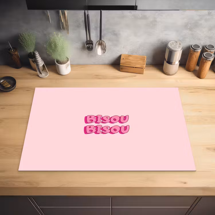 Bisou - Roze - Schaduw Inductie beschermer vinyl 3mm klein -sfeer5