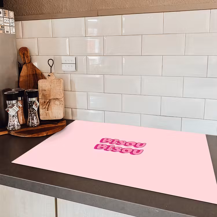 Bisou - Roze - Schaduw Inductie beschermer vinyl 3mm klein -sfeer3