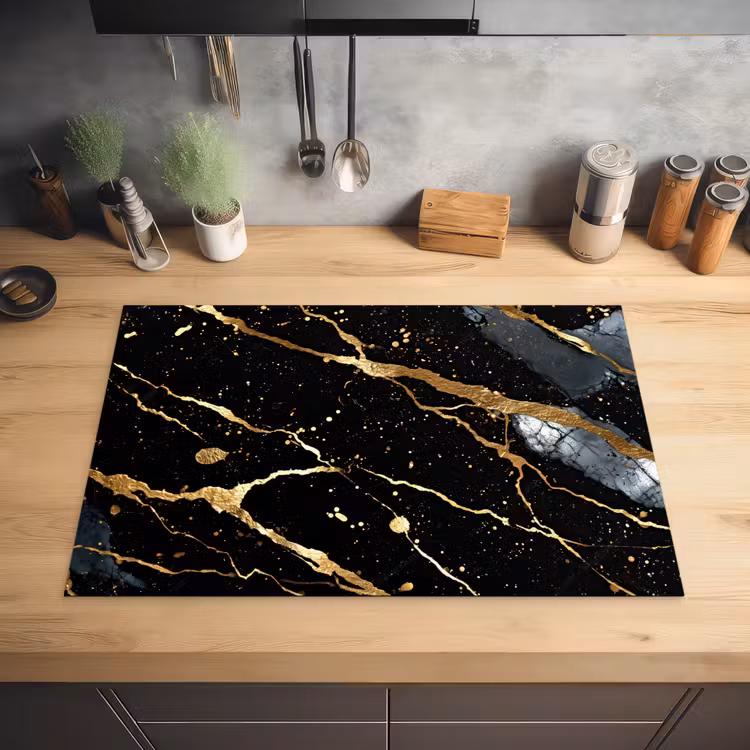 Zwart - Goud - Strepen Inductie beschermer vinyl 3mm klein -sfeer5