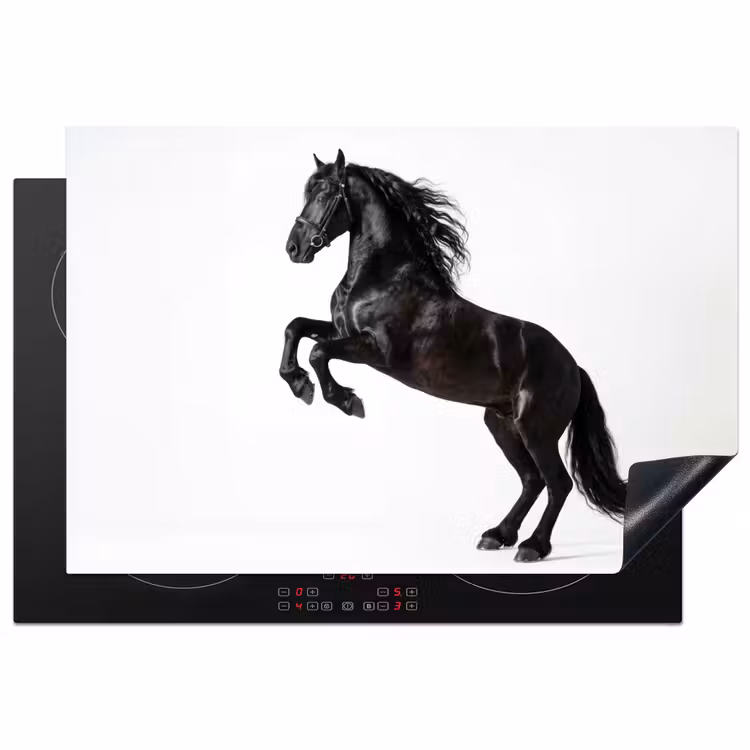 Zwart - Paard - Portret Inductie beschermer vinyl 3mm klein -3d