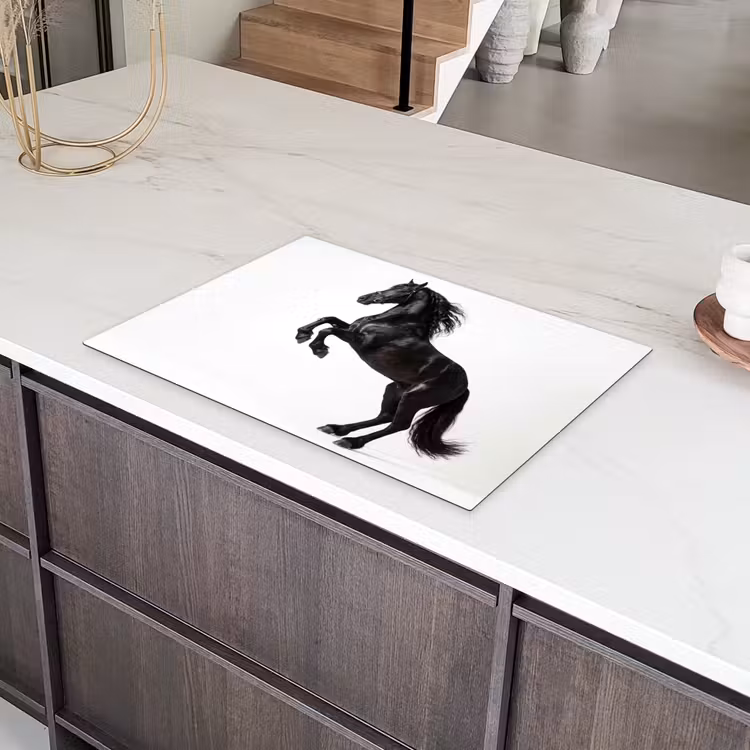Zwart - Paard - Portret Inductie beschermer vinyl 3mm klein -sfeer8