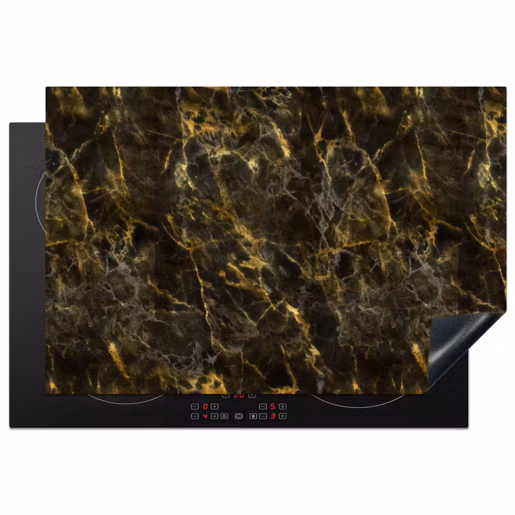 Zwart - Marmer - Goud Inductie beschermer vinyl 3mm klein 276 -3d