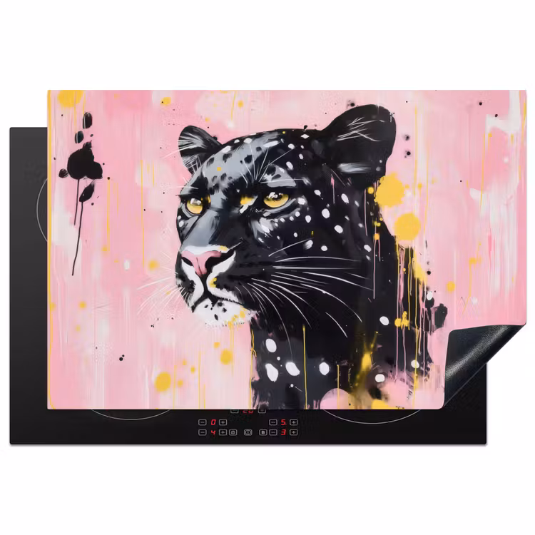 Zwart - Panter - Roze - Abstract Inductie beschermer vinyl 3mm klein -3d
