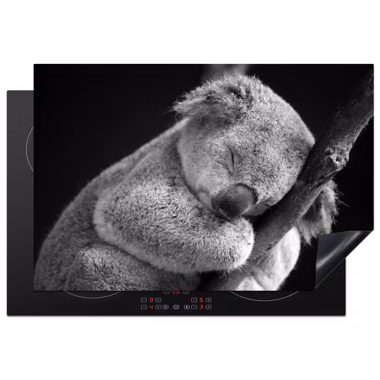 Zwart - Wit - Koala Inductie beschermer vinyl 3mm klein -3d