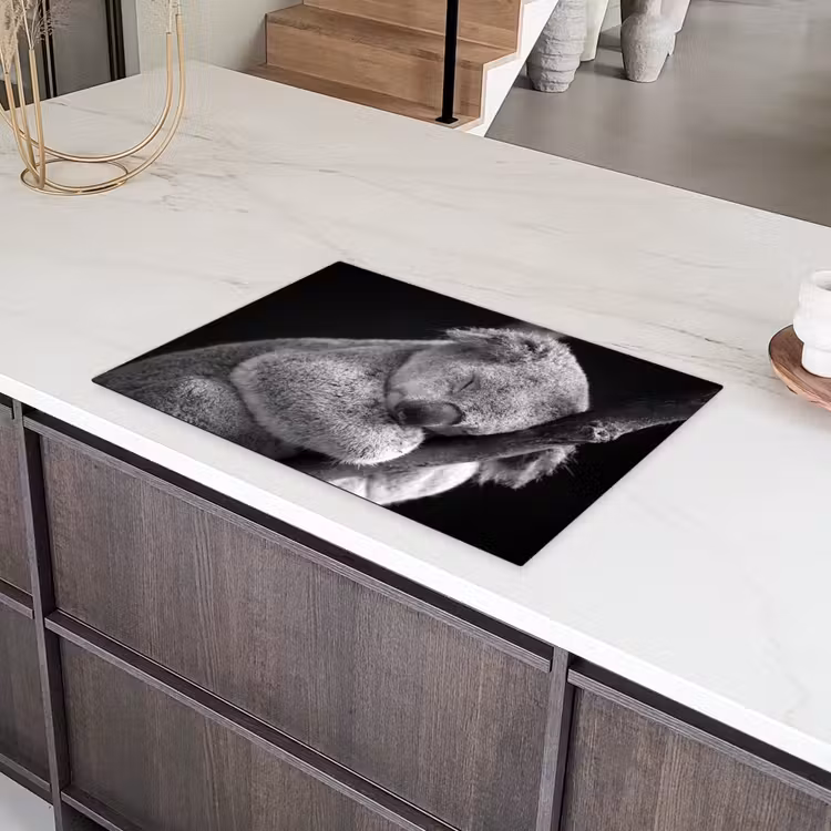 Zwart - Wit - Koala Inductie beschermer vinyl 3mm klein -sfeer8