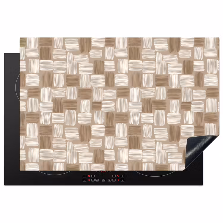 Blok - Patroon - Bruin Inductie beschermer vinyl 3mm klein 276 -3d