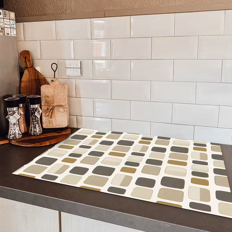 Blokken - Vintage - Grijs Inductie beschermer vinyl 3mm klein 276 -sfeer3
