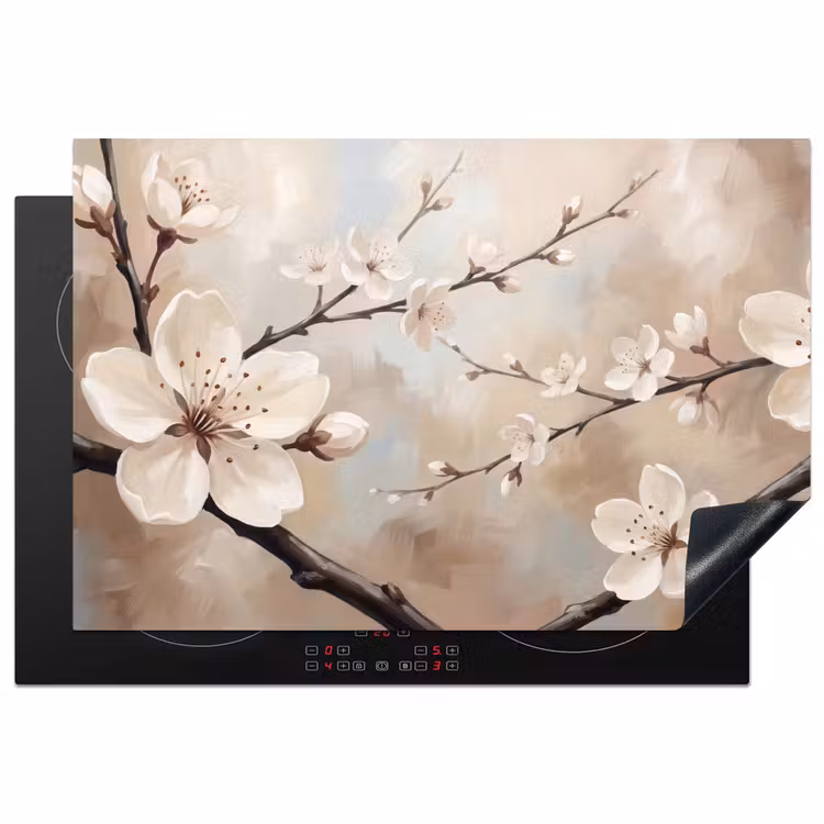 Bloesem - Takken - Schilderij - Beige - Serene Inductie beschermer vinyl 3mm klein -3d