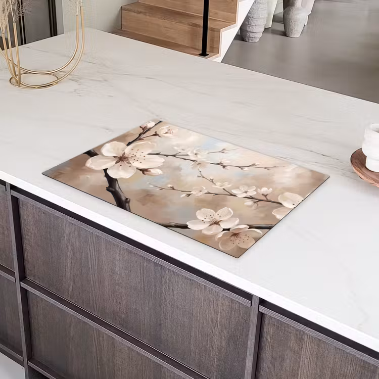 Bloesem - Takken - Schilderij - Beige - Serene Inductie beschermer vinyl 3mm klein -sfeer8