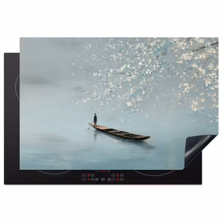 Bloesems - Minimalistisch - Wateroppervlak - Boot Inductie beschermer vinyl 3mm klein -3d