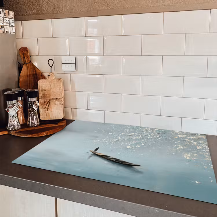Bloesems - Minimalistisch - Wateroppervlak - Boot Inductie beschermer vinyl 3mm klein -sfeer3