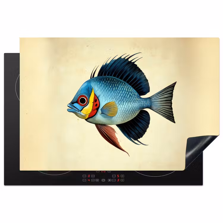 Blauw - Kieuwen - Vis - Illustratie Inductie beschermer vinyl 3mm klein -3d