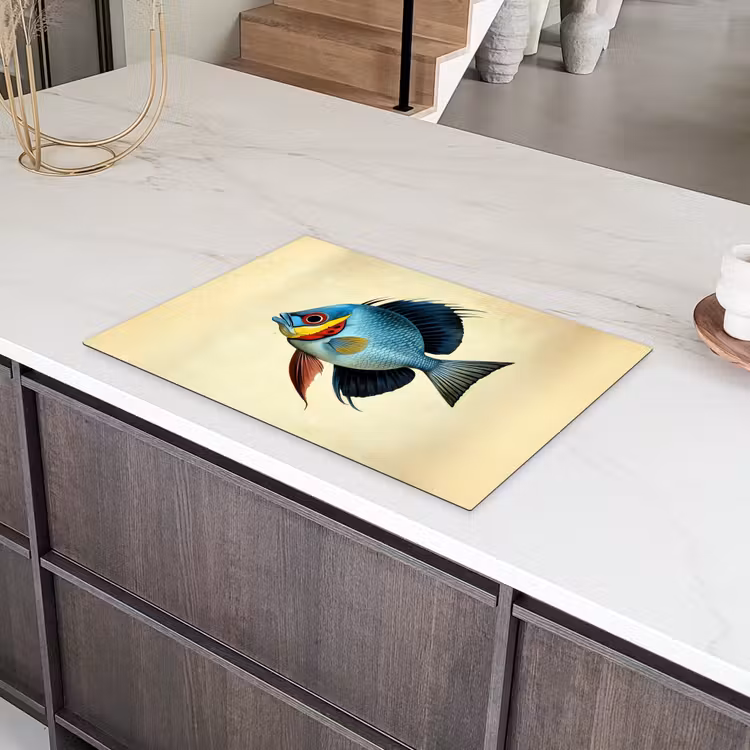 Blauw - Kieuwen - Vis - Illustratie Inductie beschermer vinyl 3mm klein -sfeer8