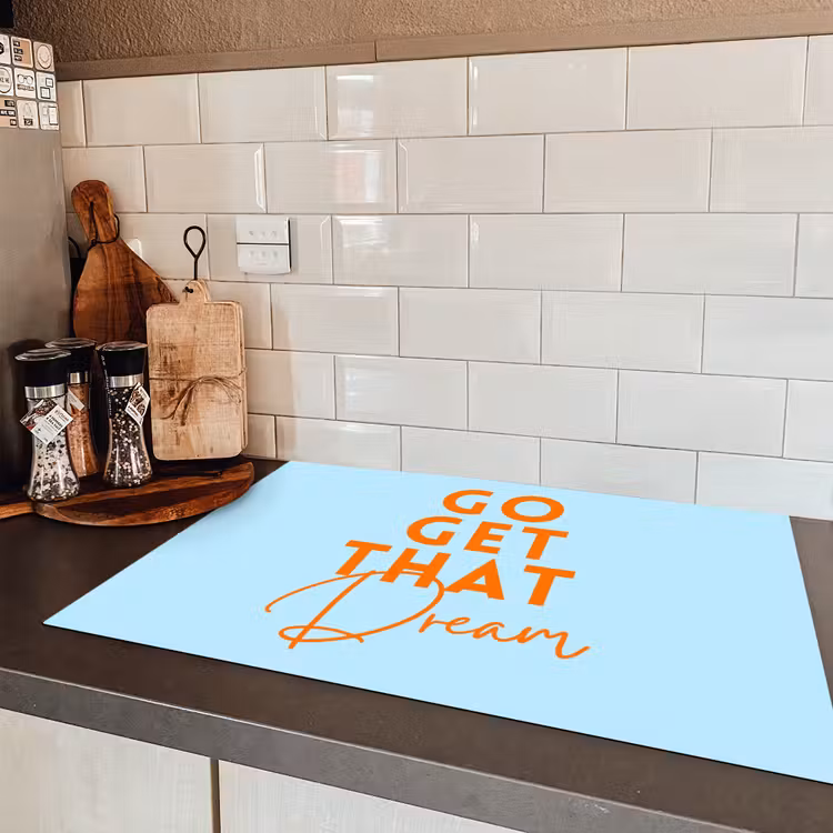 Blauw - Oranje - Tekst Inductie beschermer vinyl 3mm klein -sfeer3