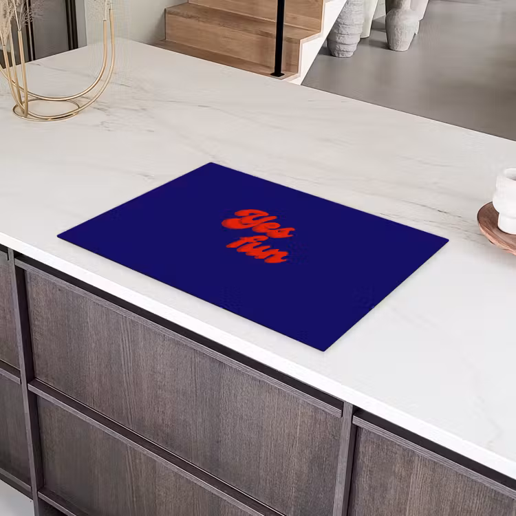 Blauw - Rood - Yes fun - 3D Inductie beschermer vinyl 3mm klein -sfeer8