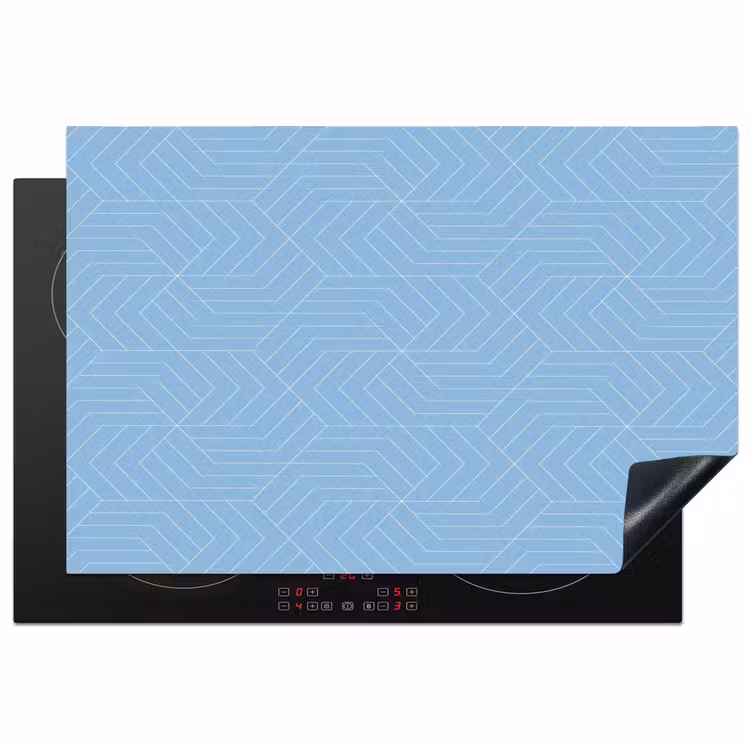 Blauw - Wit - Lijnen - Patroon Inductie beschermer vinyl 3mm klein 276 -3d